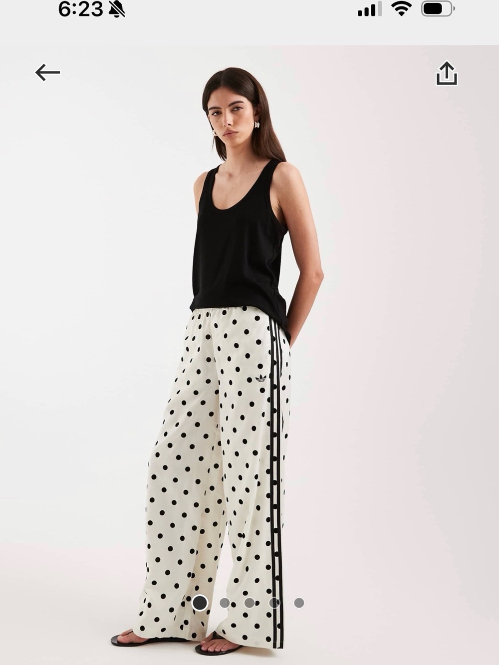adidas Black & White Polka Dot Wide-Leg Track Pants NWT Size M